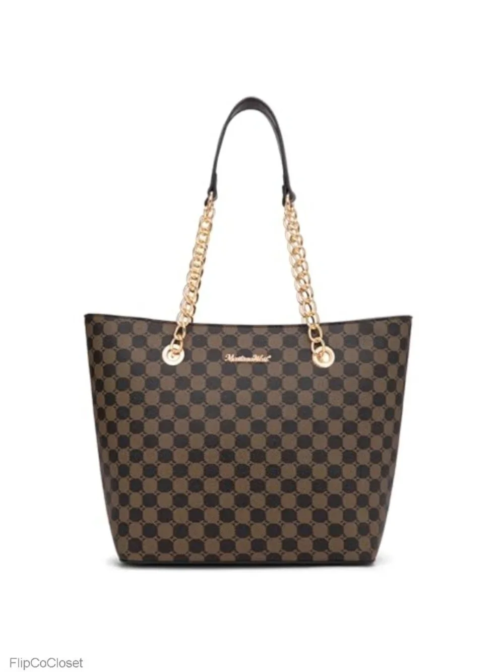 PU Leather Chain Handle Hobo Satchel Bag
